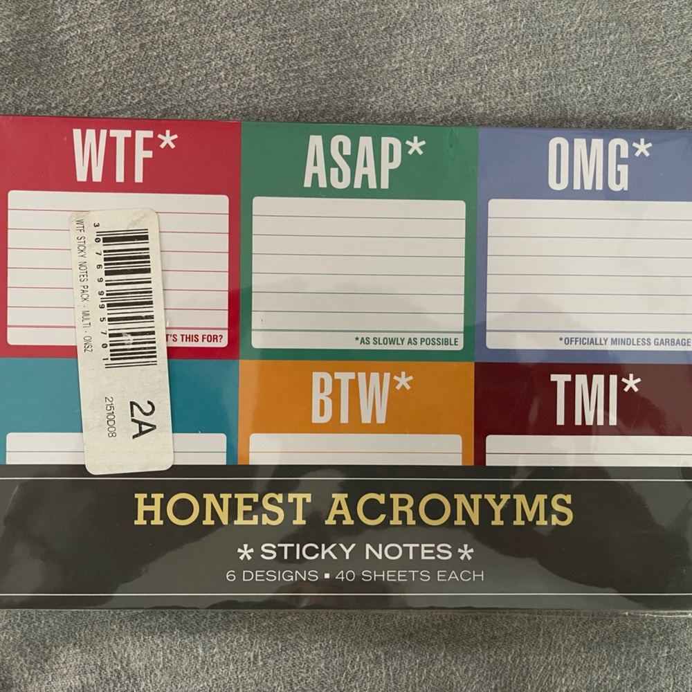 Pick 3/$20 Honest Acronyms Sticky Notes